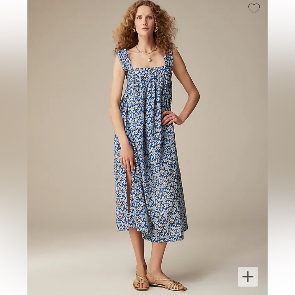 Jcrew cotton voile ruffle trim shift dress